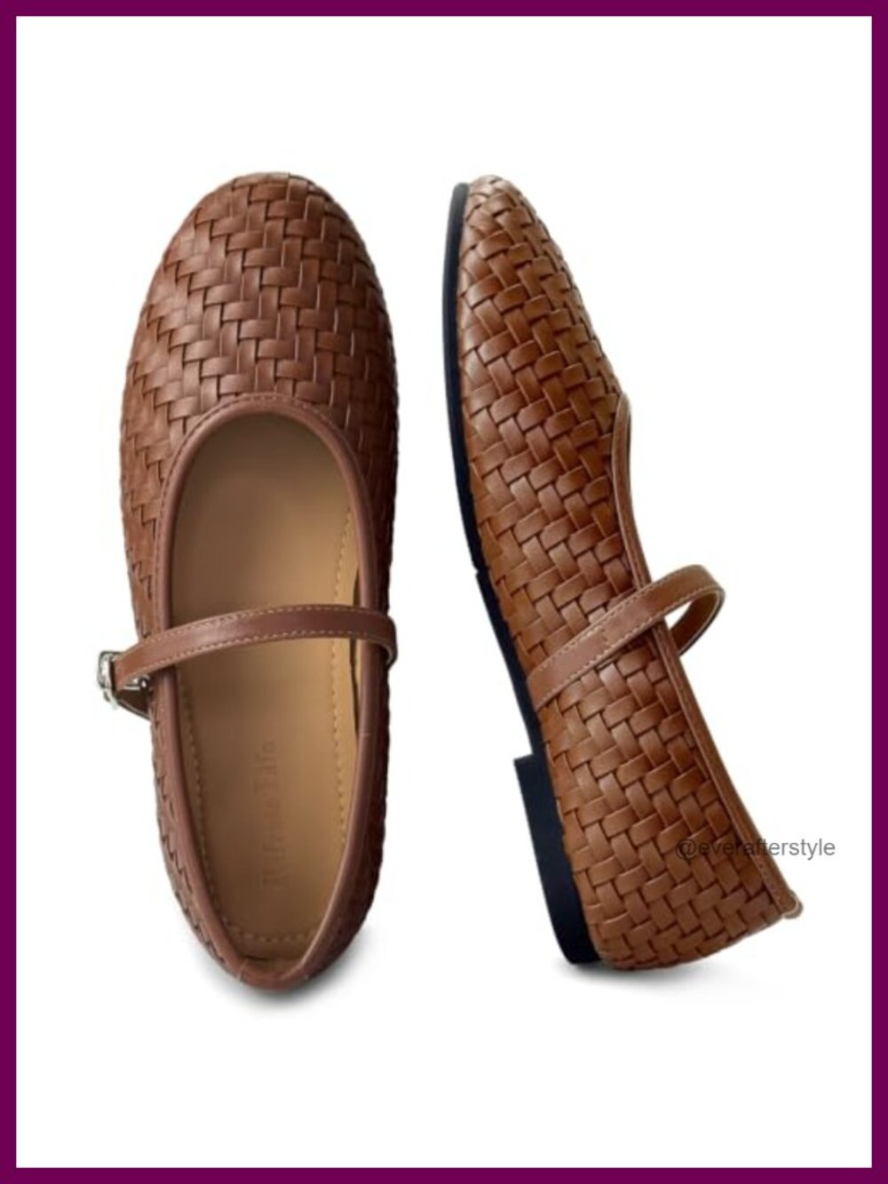 Woven Mary Jane Flats Faux Leather Adjustable Buckle Work Casual Shoes